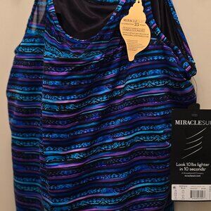 Miraclesuit Tankini Top, multi color size 24W